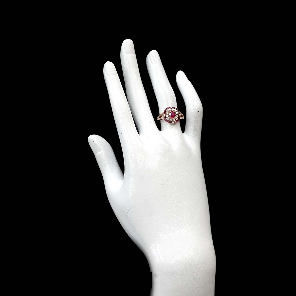 Ruby 0.48ct/0.14ct Diamond Ring 18K PG Pink Gold 750 Size6.25-6.5(US)