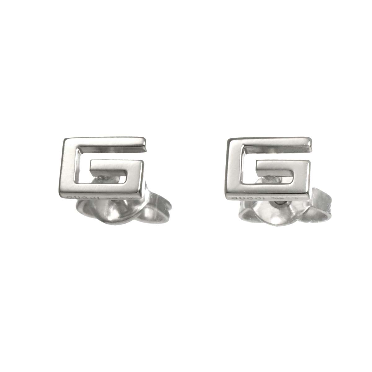 G Logo Earrings Pierced 18K White Gold 750