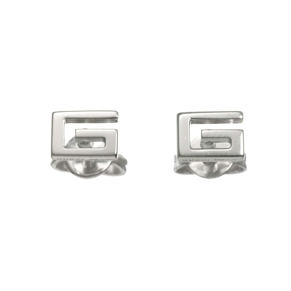 G Logo Earrings Pierced 18K White Gold 750
