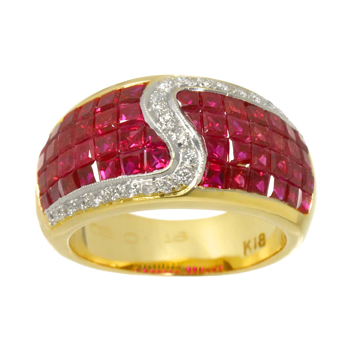 Ruby 5.05ct Diamond 0.18ct Ring 18K Yellow Gold 750 6.25-6.5(US)