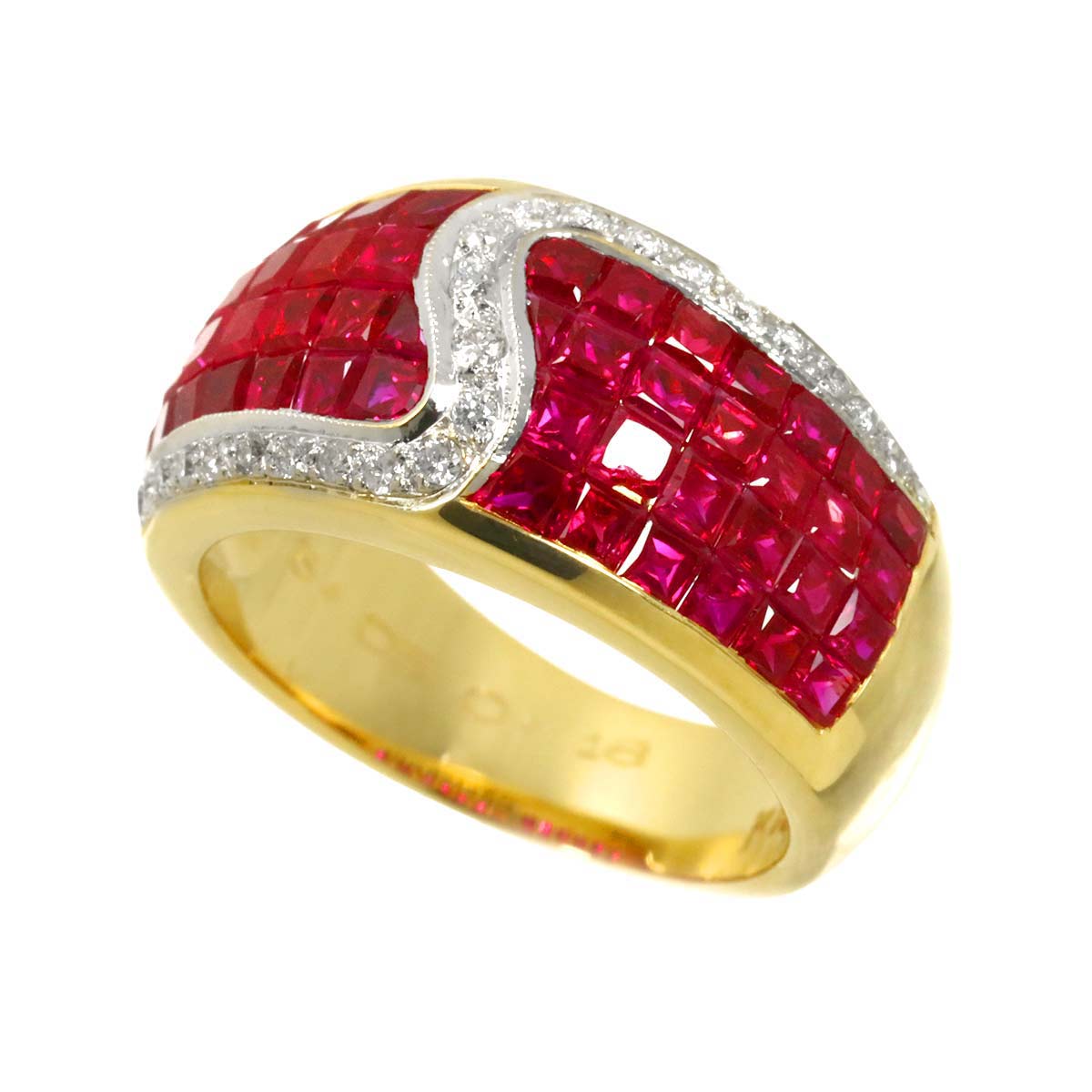 Ruby 5.05ct Diamond 0.18ct Ring 18K Yellow Gold 750 6.25-6.5(US)