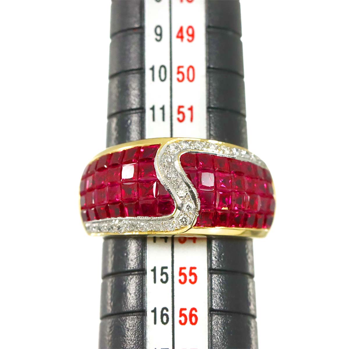 Ruby 5.05ct Diamond 0.18ct Ring 18K Yellow Gold 750 6.25-6.5(US)