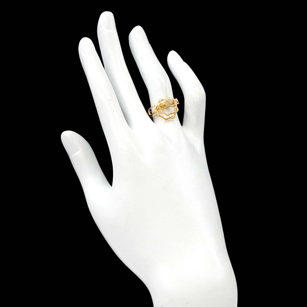 Diamond 0.05ct Ring 18K YG Yellow Gold 750 size6.25-6.5(US)