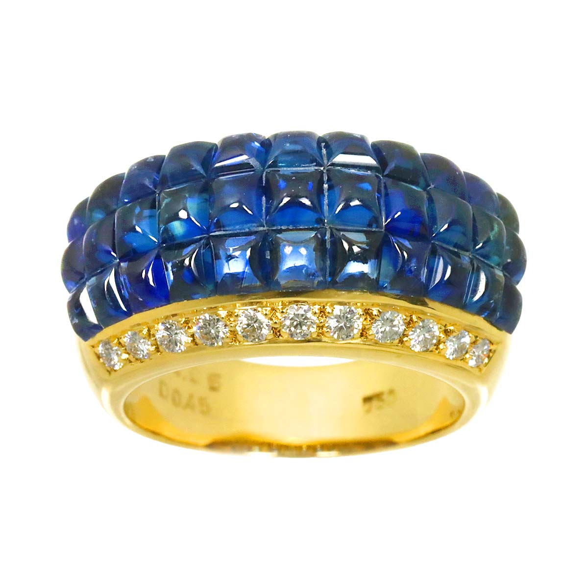 Sapphire 4.95ct Diamond 0.45ct Ring 18K YG Yellow Gold size6-6.25(US)