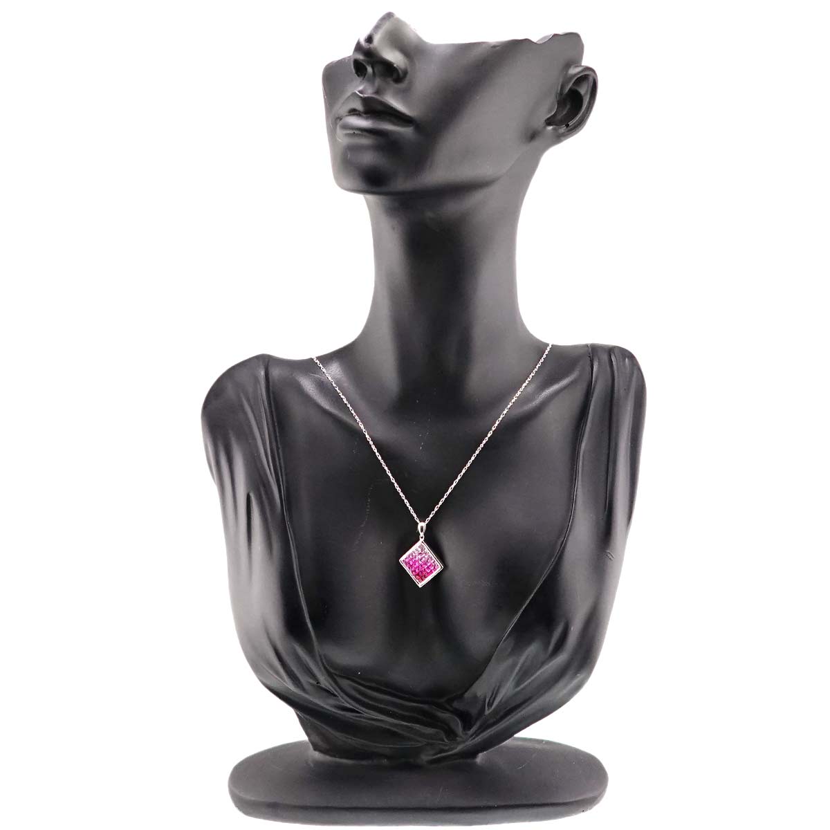 Sapphire 1.45ct Ruby 0.55ct Necklace 18K WG White Gold 750