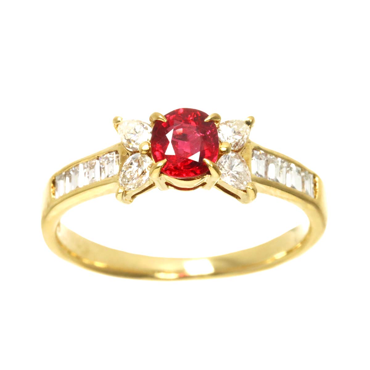 Ruby 0.47ct Diamond 0.43ct Ring 18K YG size4.75-5(US)
