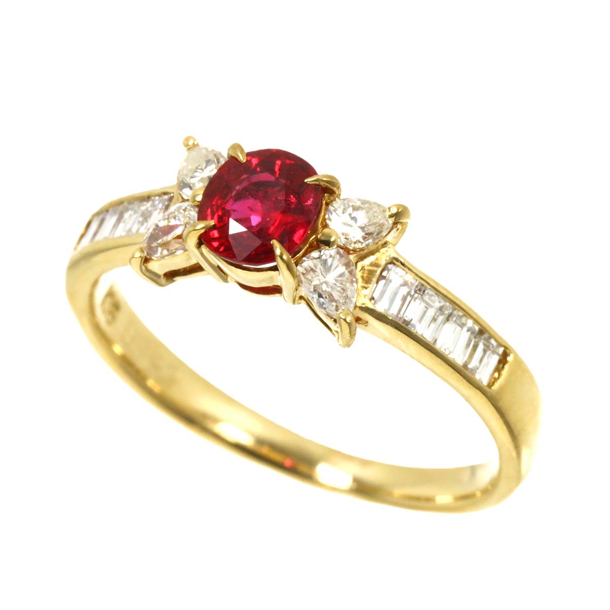 Ruby 0.47ct Diamond 0.43ct Ring 18K YG size4.75-5(US)