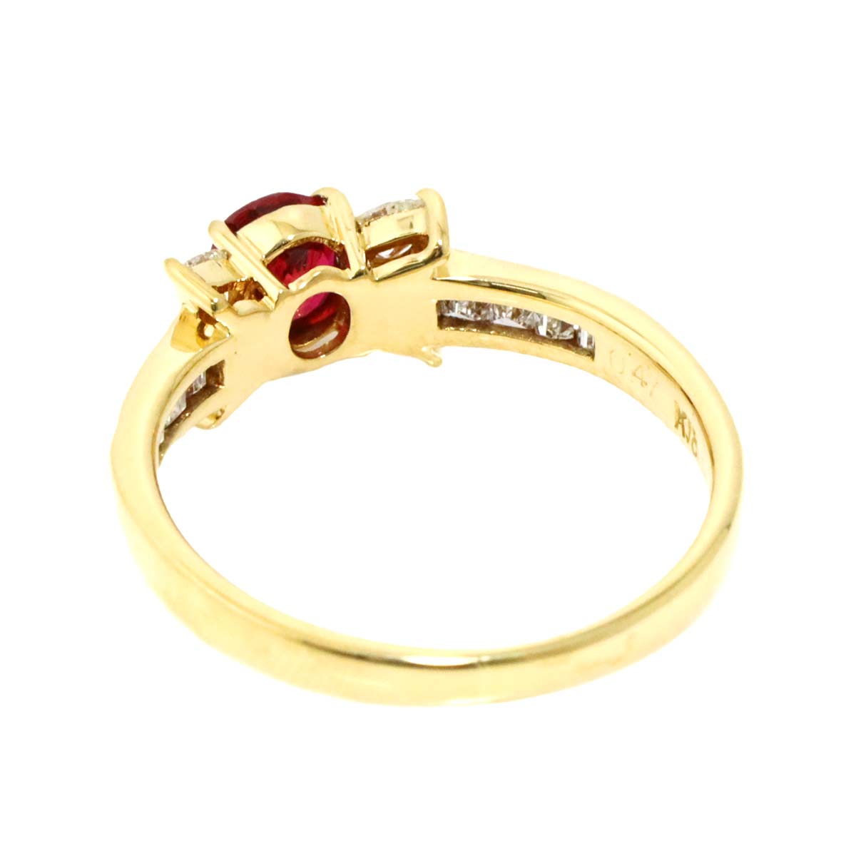 Ruby 0.47ct Diamond 0.43ct Ring 18K YG size4.75-5(US)