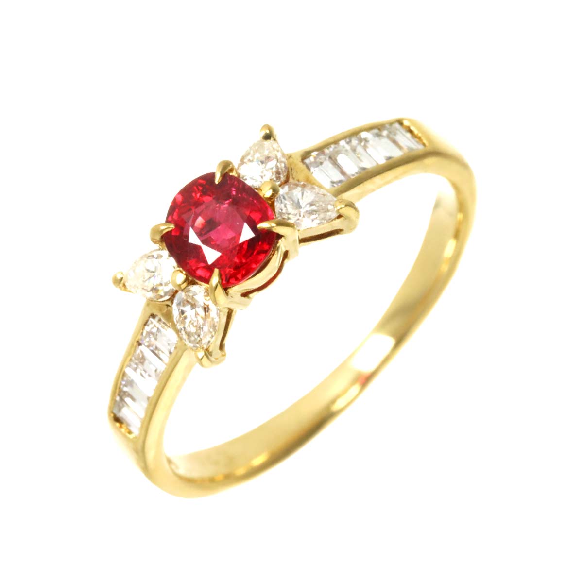 Ruby 0.47ct Diamond 0.43ct Ring 18K YG size4.75-5(US)