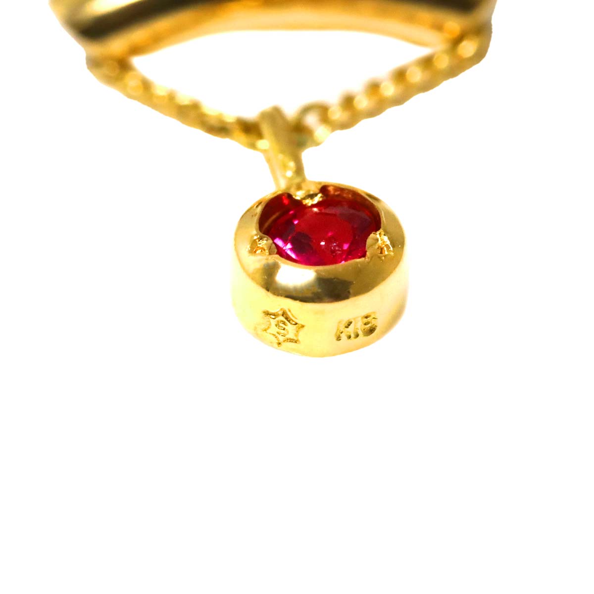Ruby Earrings Pierced 18K K18 YG Yellow Gold 750