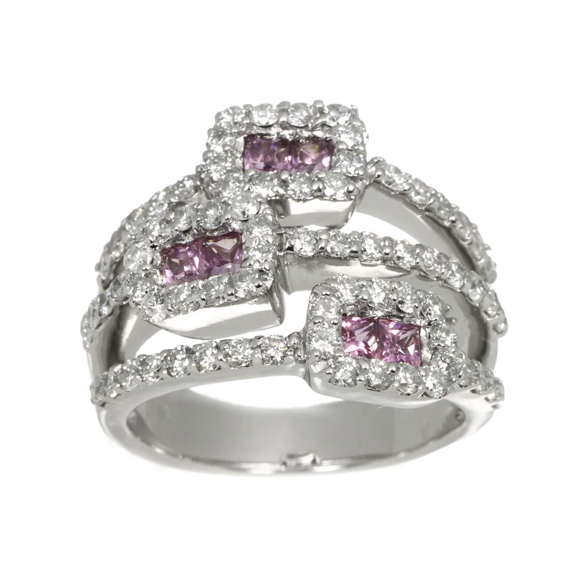 Sapphire 0.68ct Diamond 1.33ct Ring 18K K18 WG White Gold size6(US)