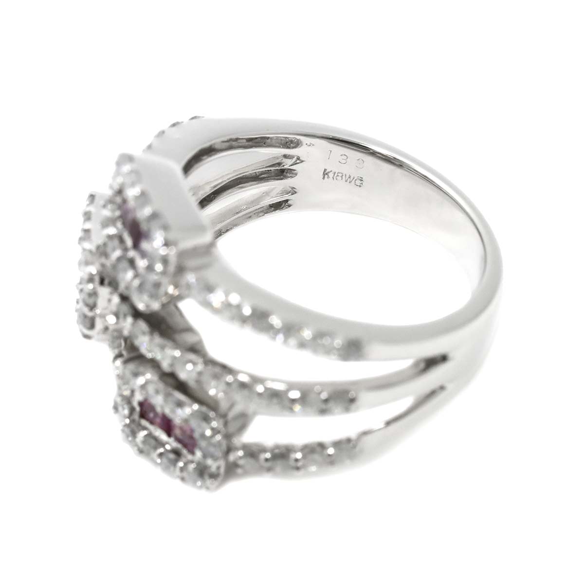 Sapphire 0.68ct Diamond 1.33ct Ring 18K K18 WG White Gold size6(US)