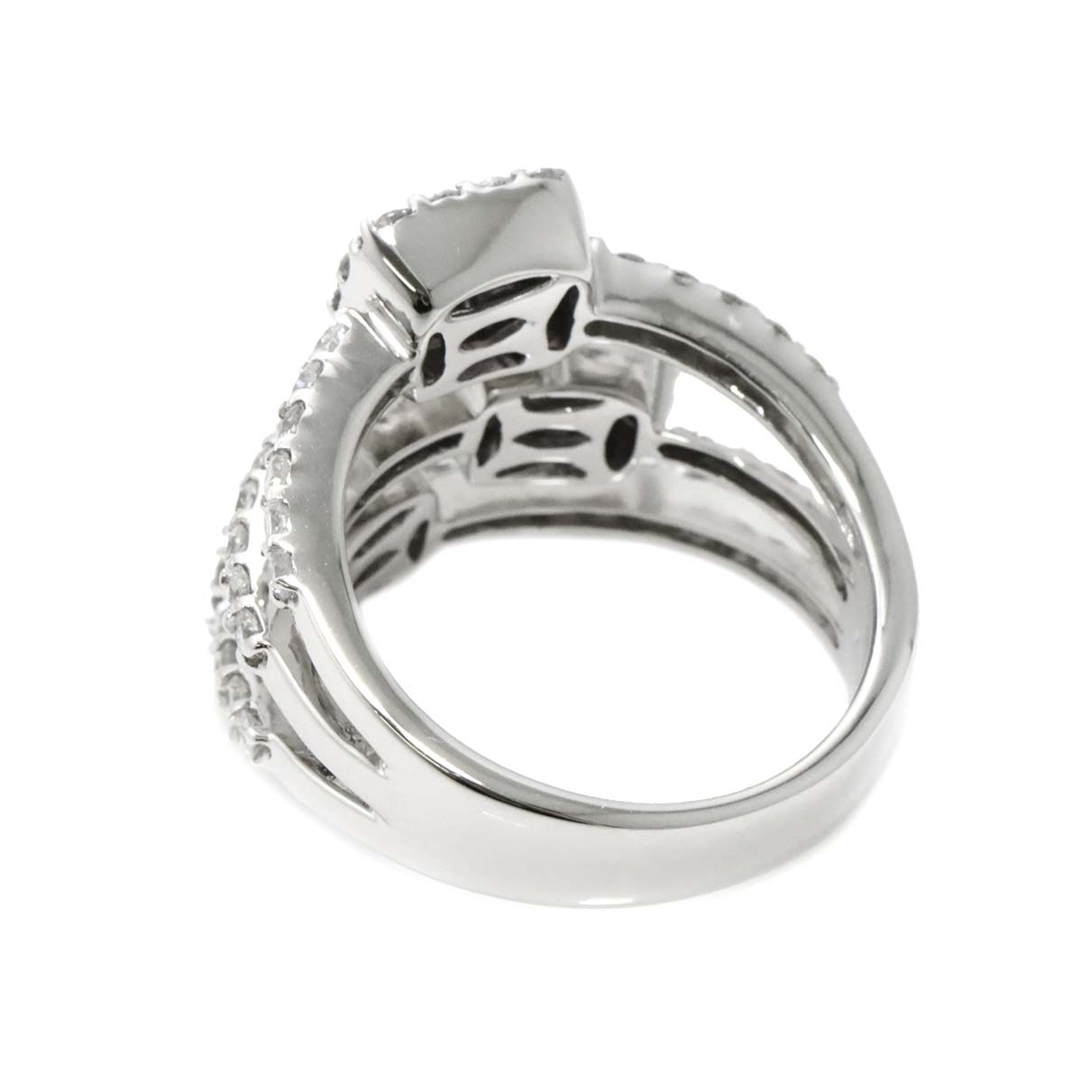 Sapphire 0.68ct Diamond 1.33ct Ring 18K K18 WG White Gold size6(US)