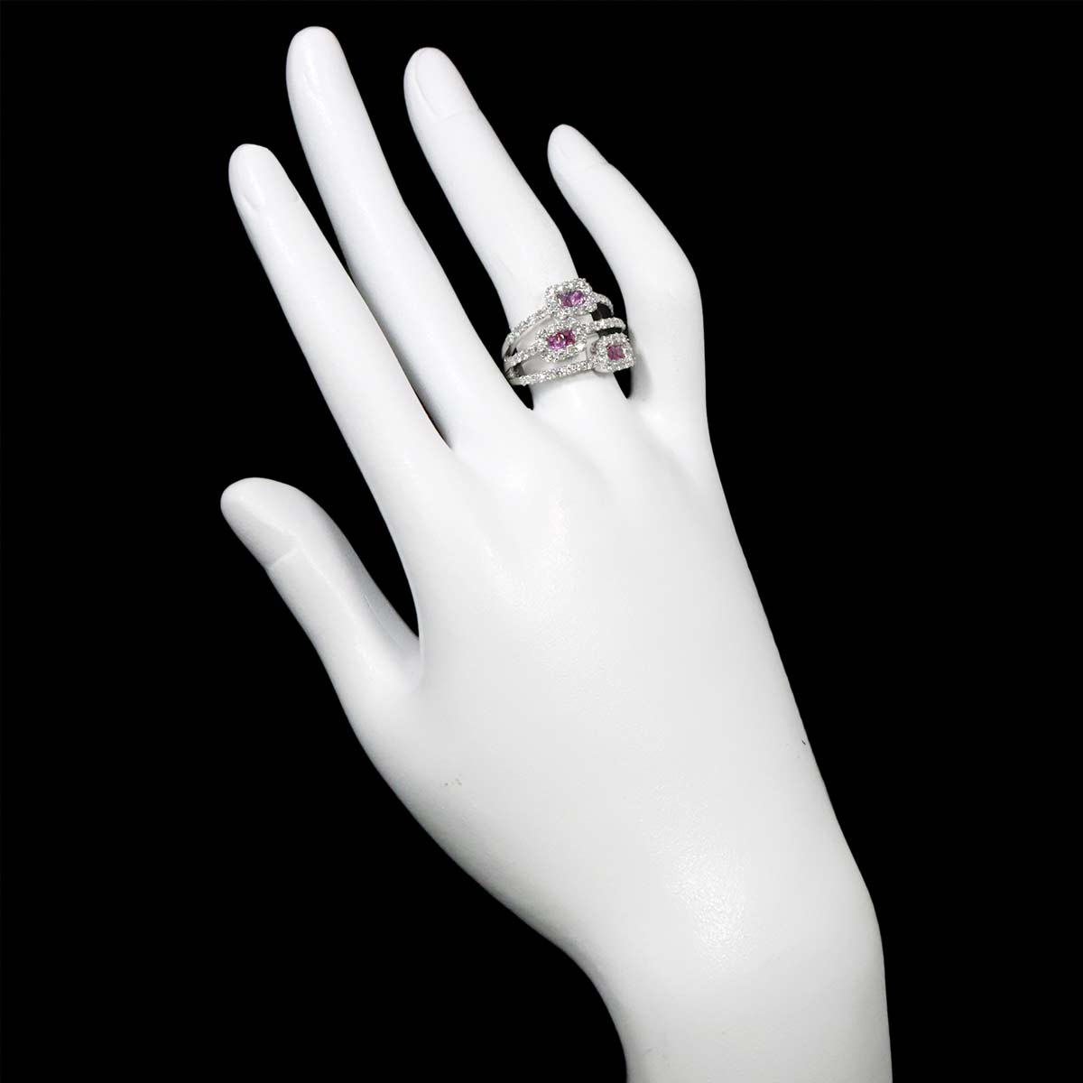 Sapphire 0.68ct Diamond 1.33ct Ring 18K K18 WG White Gold size6(US)