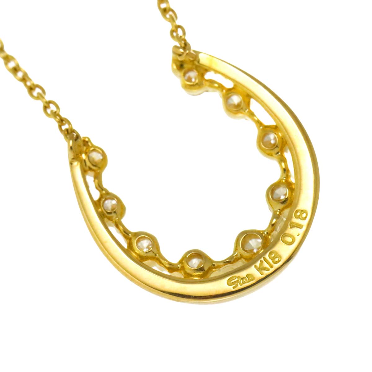 Horseshoe Diamond 0.18ct Necklace 18K YG 750