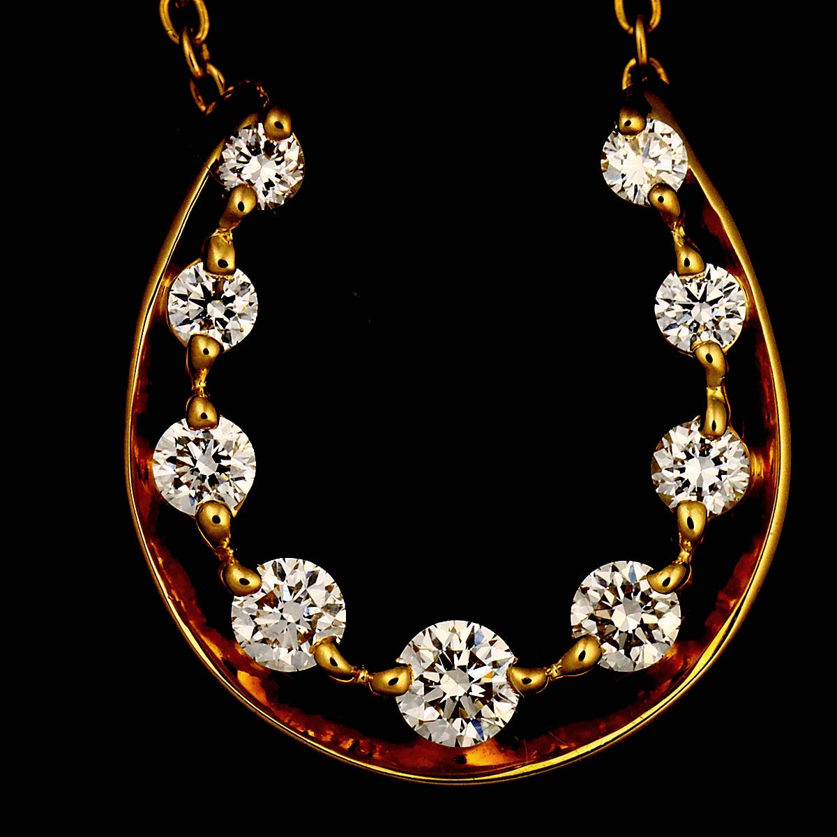 Horseshoe Diamond 0.18ct Necklace 18K YG 750