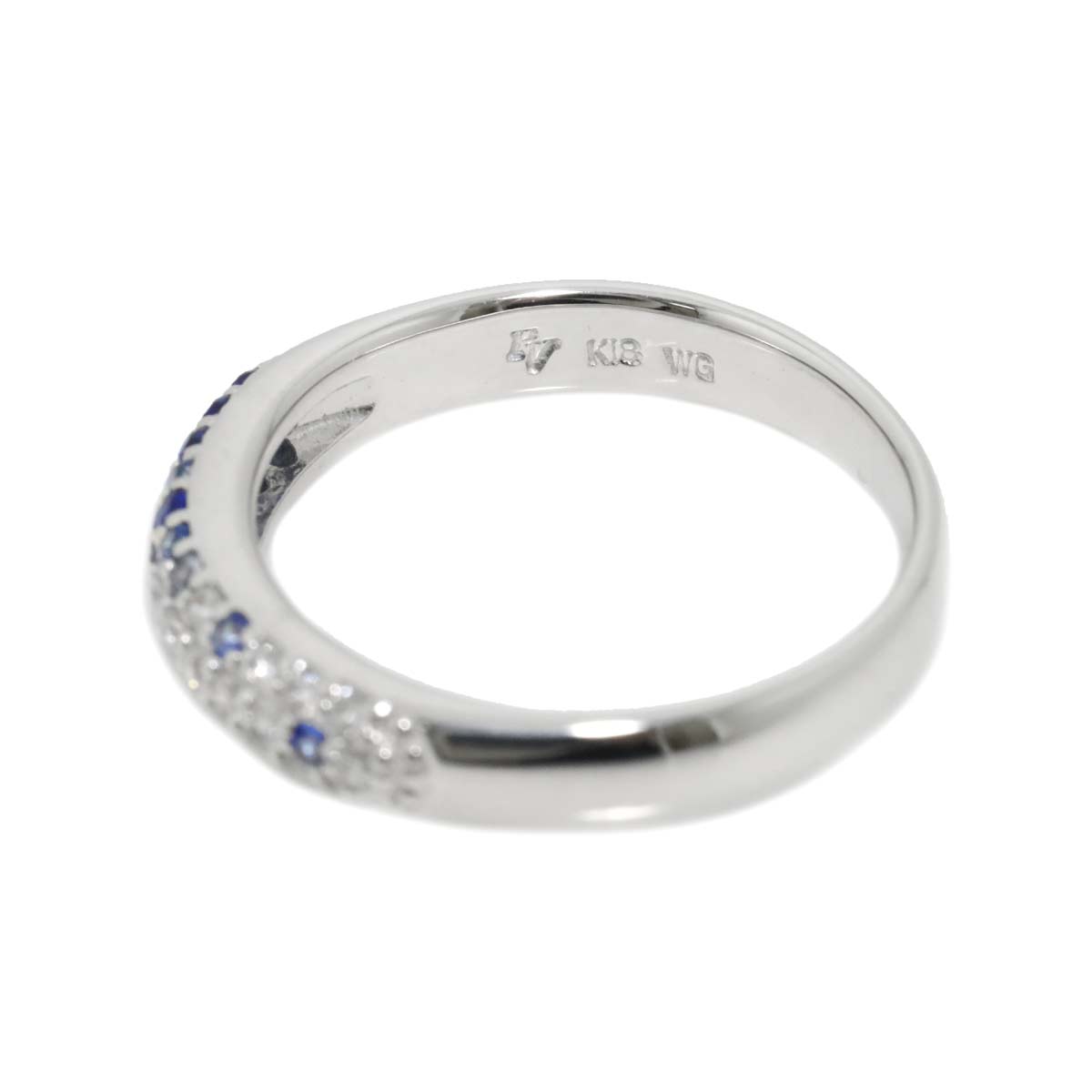 Sapphire 0.28ct Diamond 0.16ct Ring 18K WG Size6.25-6.5US