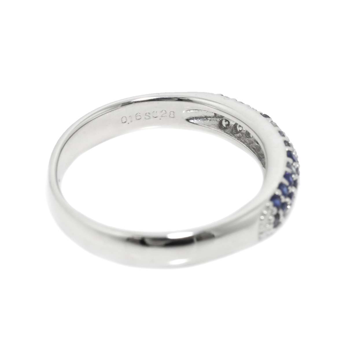 Sapphire 0.28ct Diamond 0.16ct Ring 18K WG Size6.25-6.5US