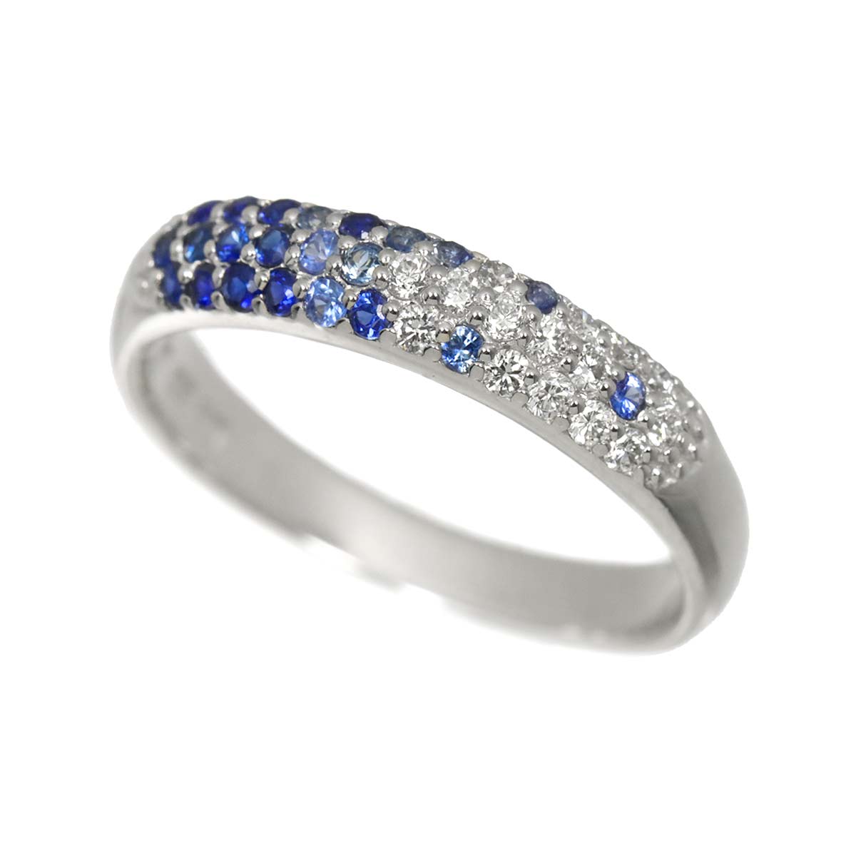 Sapphire 0.28ct Diamond 0.16ct Ring 18K WG Size6.25-6.5US