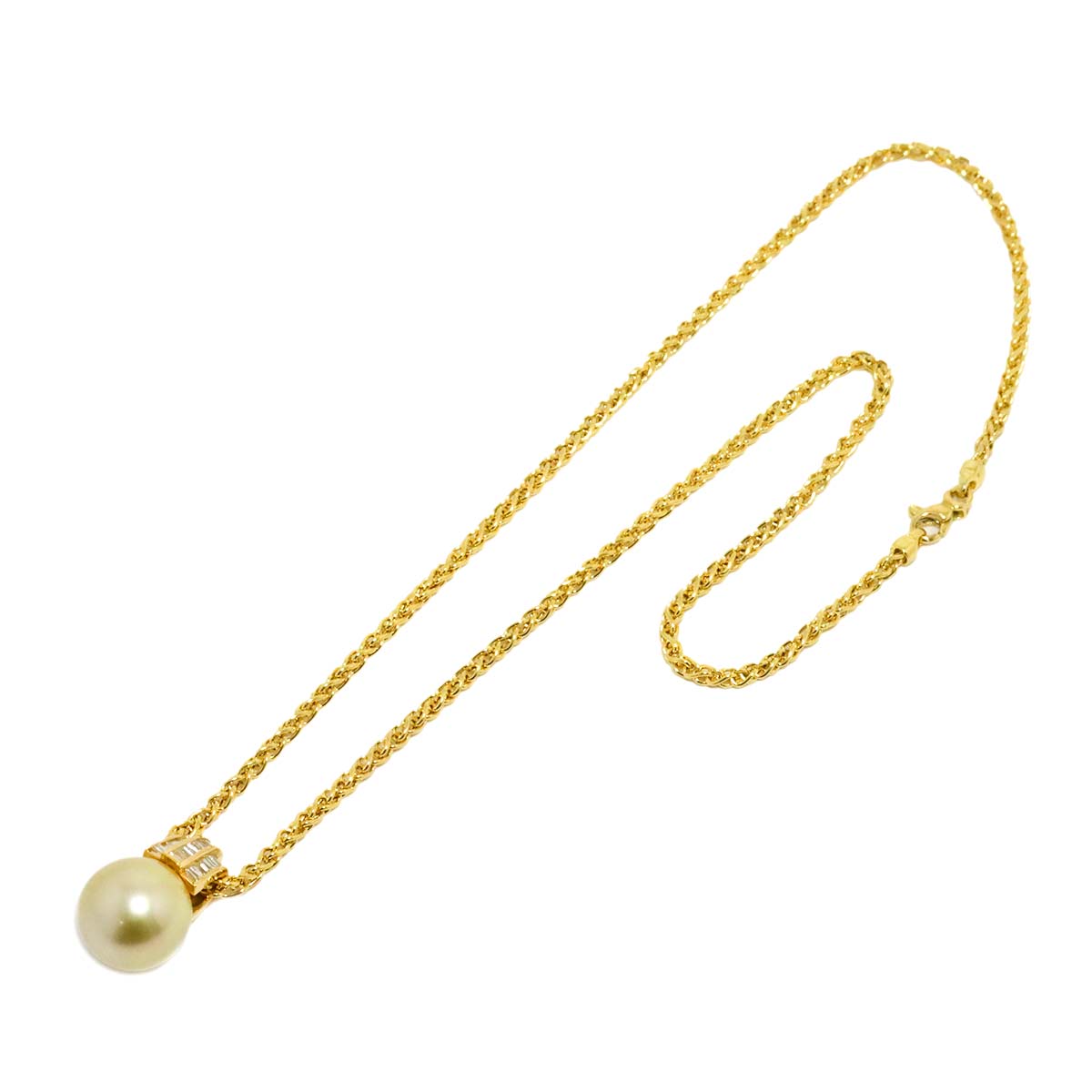 South Sea pearl 12.5mm Diamond Necklace 18K K18 YG Yellow Gold 750