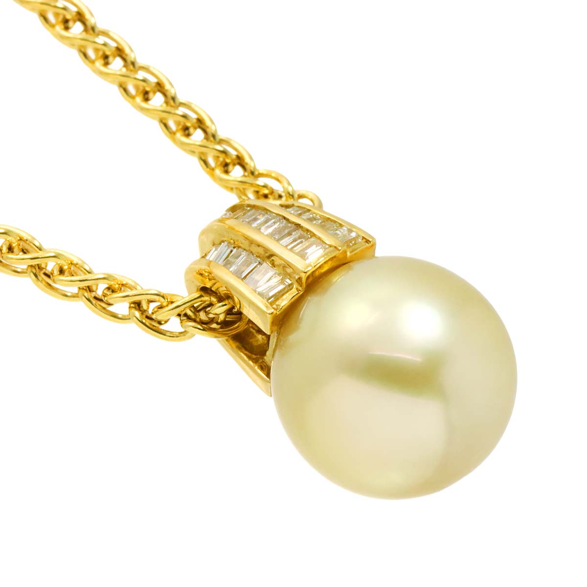 South Sea pearl 12.5mm Diamond Necklace 18K K18 YG Yellow Gold 750