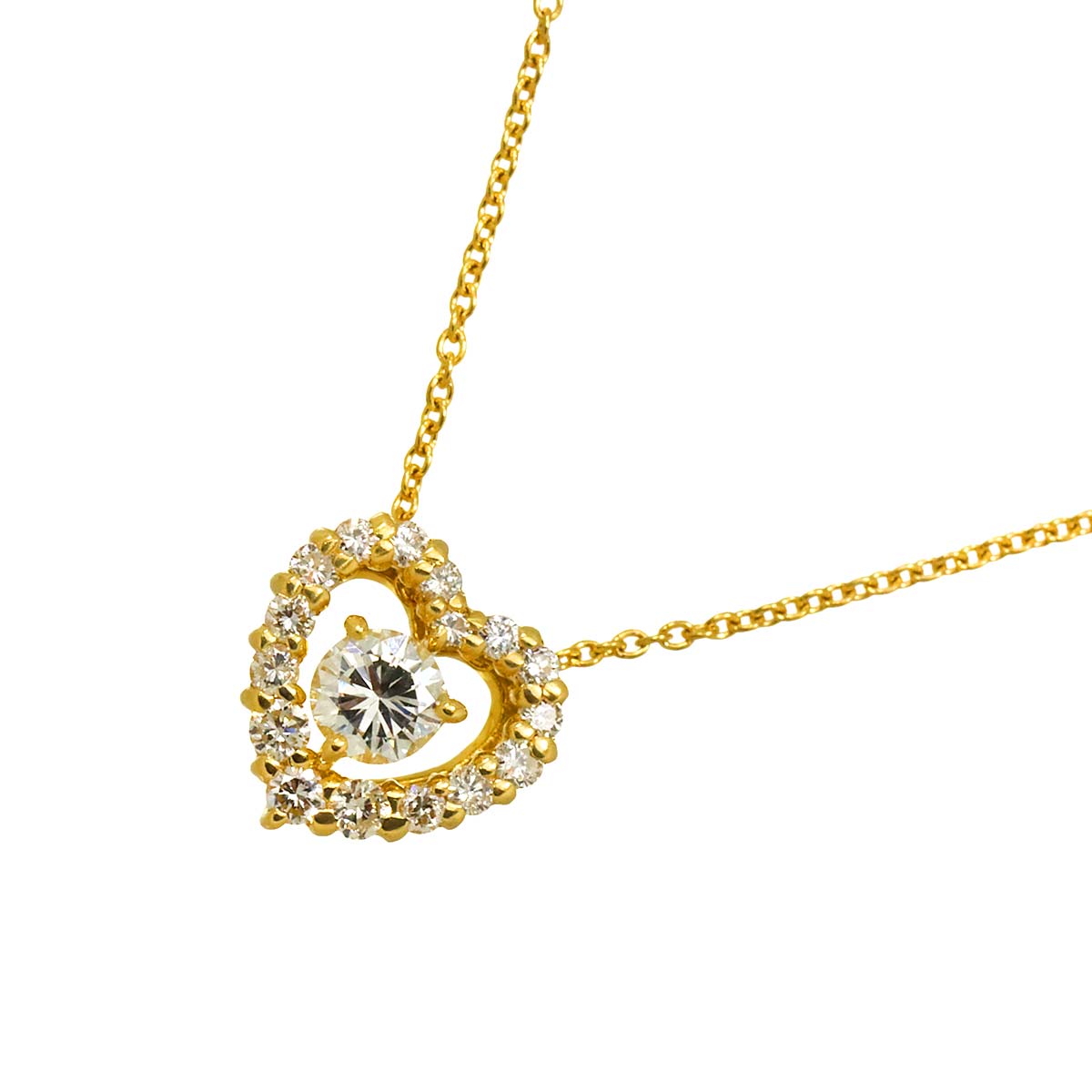 Diamond 0.21ct/0.20ct Necklace 18K YG Yellow Gold 750