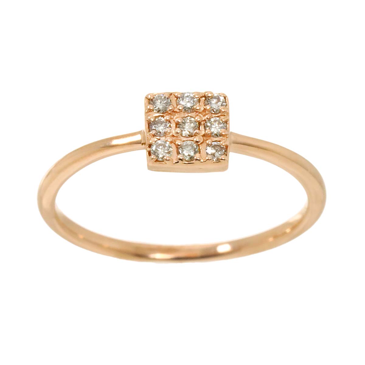 Diamond 0.10ct Ring 10K PG Pink Gold 416 Size5.5-5.75(US)