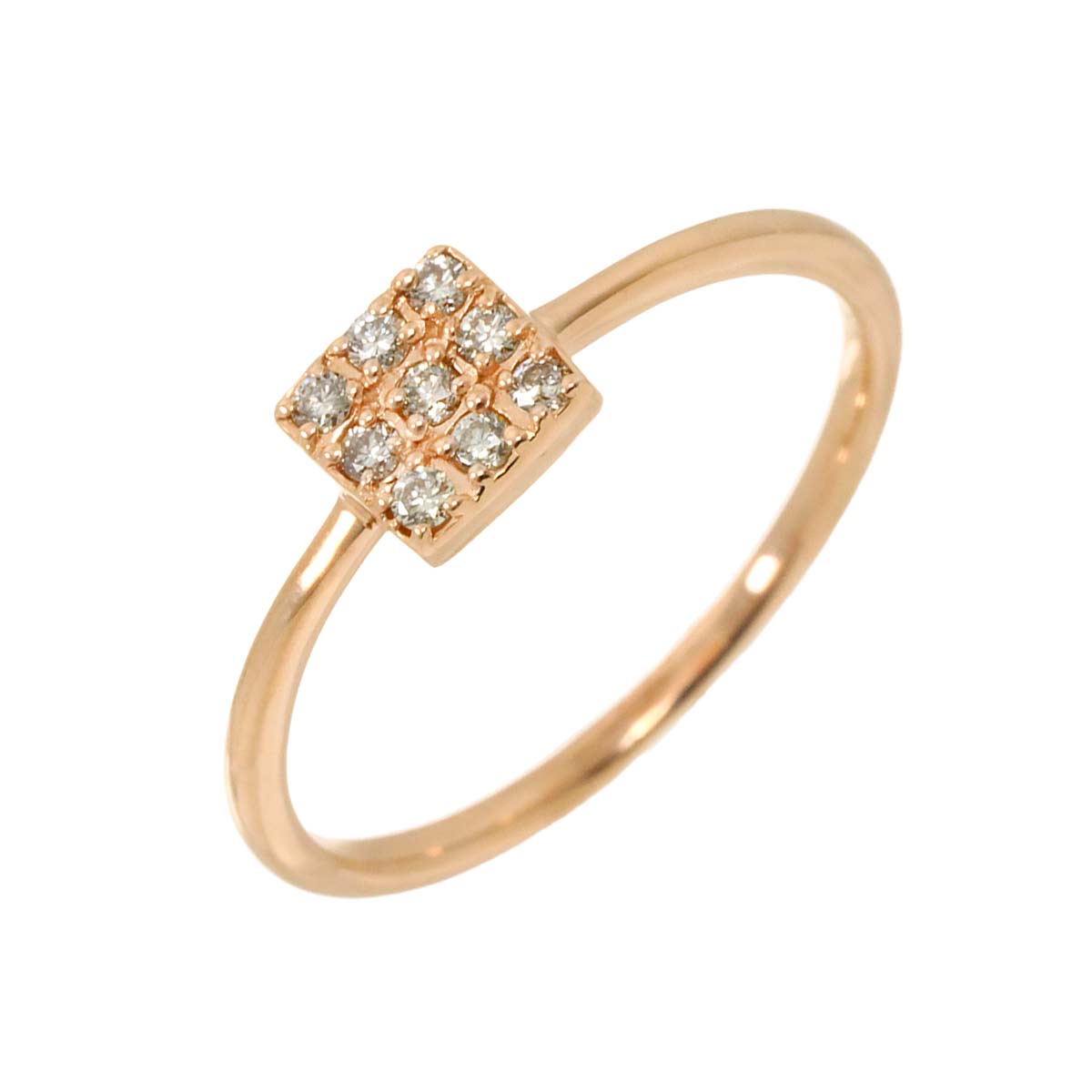 Diamond 0.10ct Ring 10K PG Pink Gold 416 Size5.5-5.75(US)