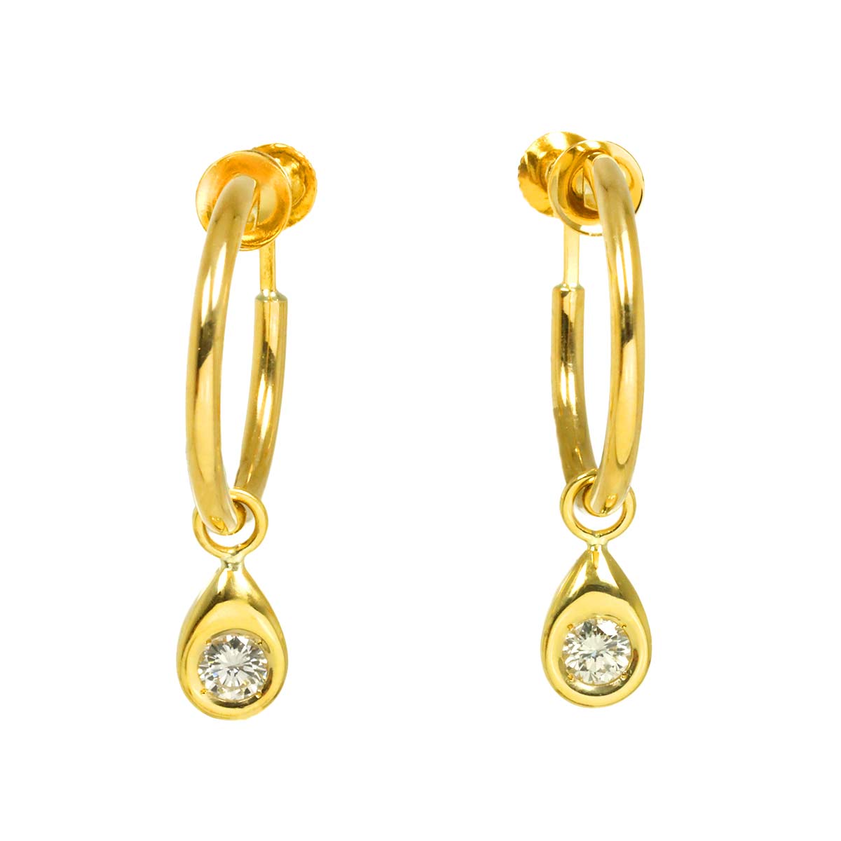 Diamond 0.15ct/0.15ct Earrings 18K K18 YG 750
