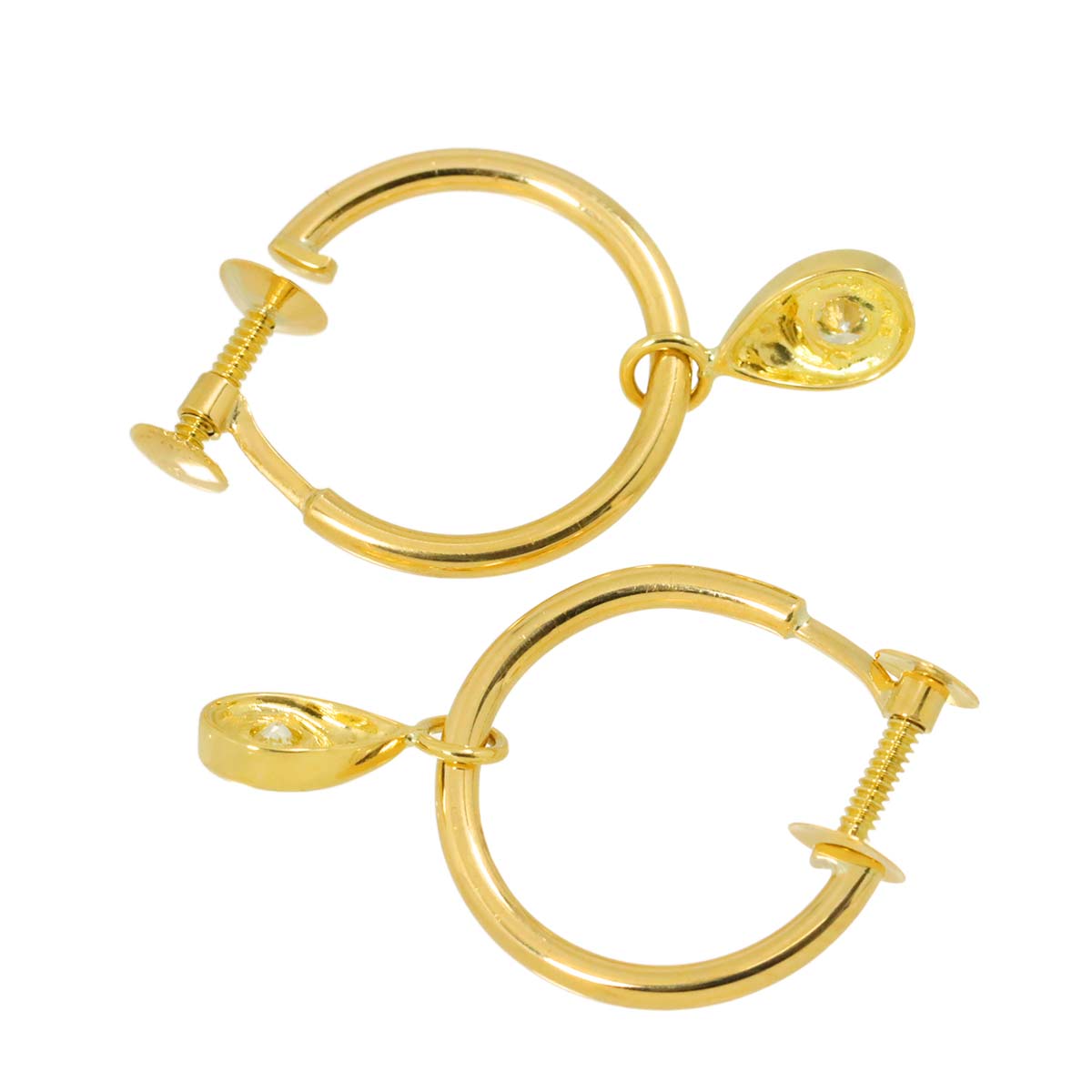 Diamond 0.15ct/0.15ct Earrings 18K K18 YG 750