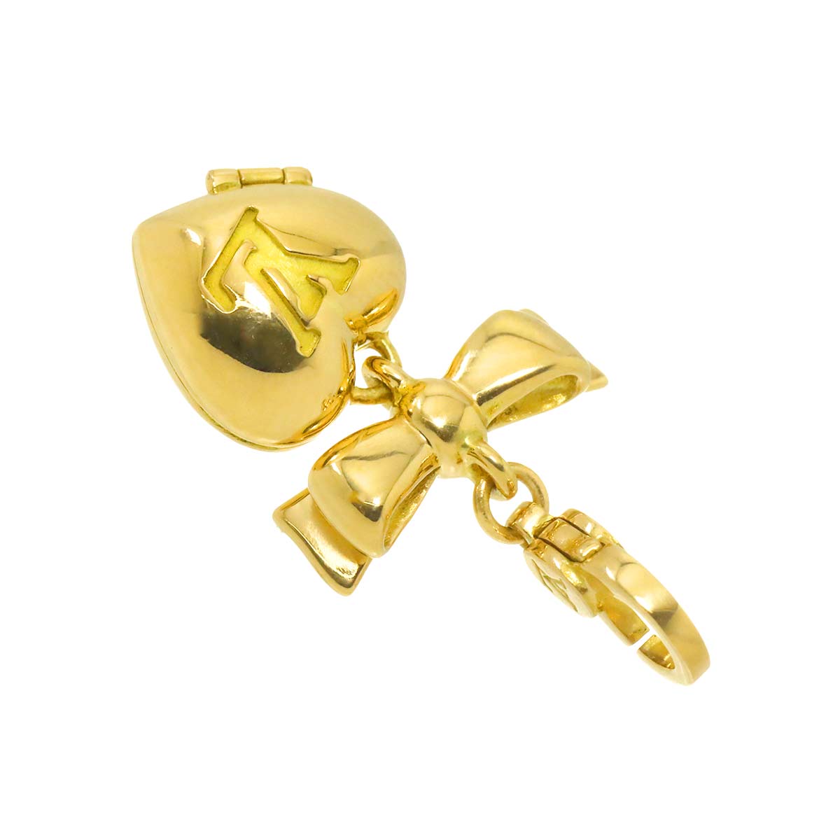 Monogram Heart Charm Pendant Top 18K YG 750