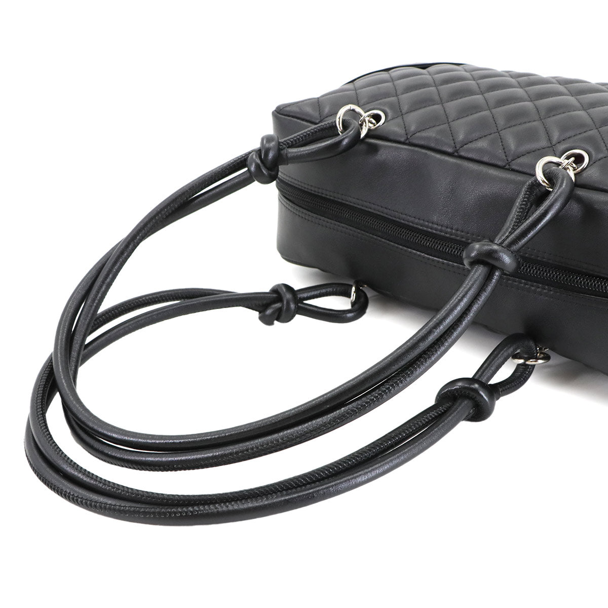 Cambon Bowling Shoulder Bag Leather Black A25171 Purse