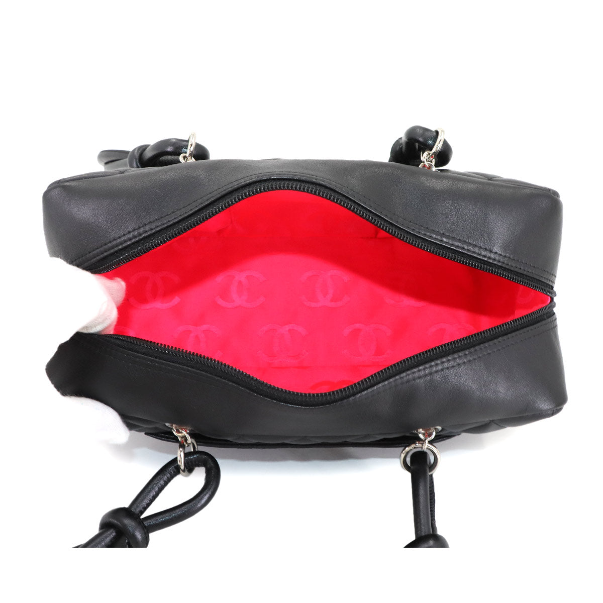 Cambon Bowling Shoulder Bag Leather Black A25171 Purse