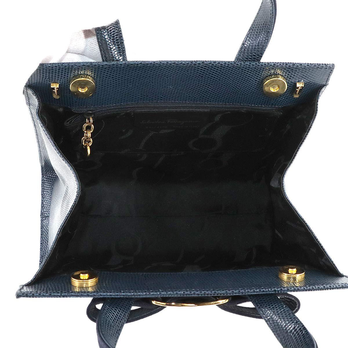 Vara 2way Hand Shoulder Bag Leather Navy Purse