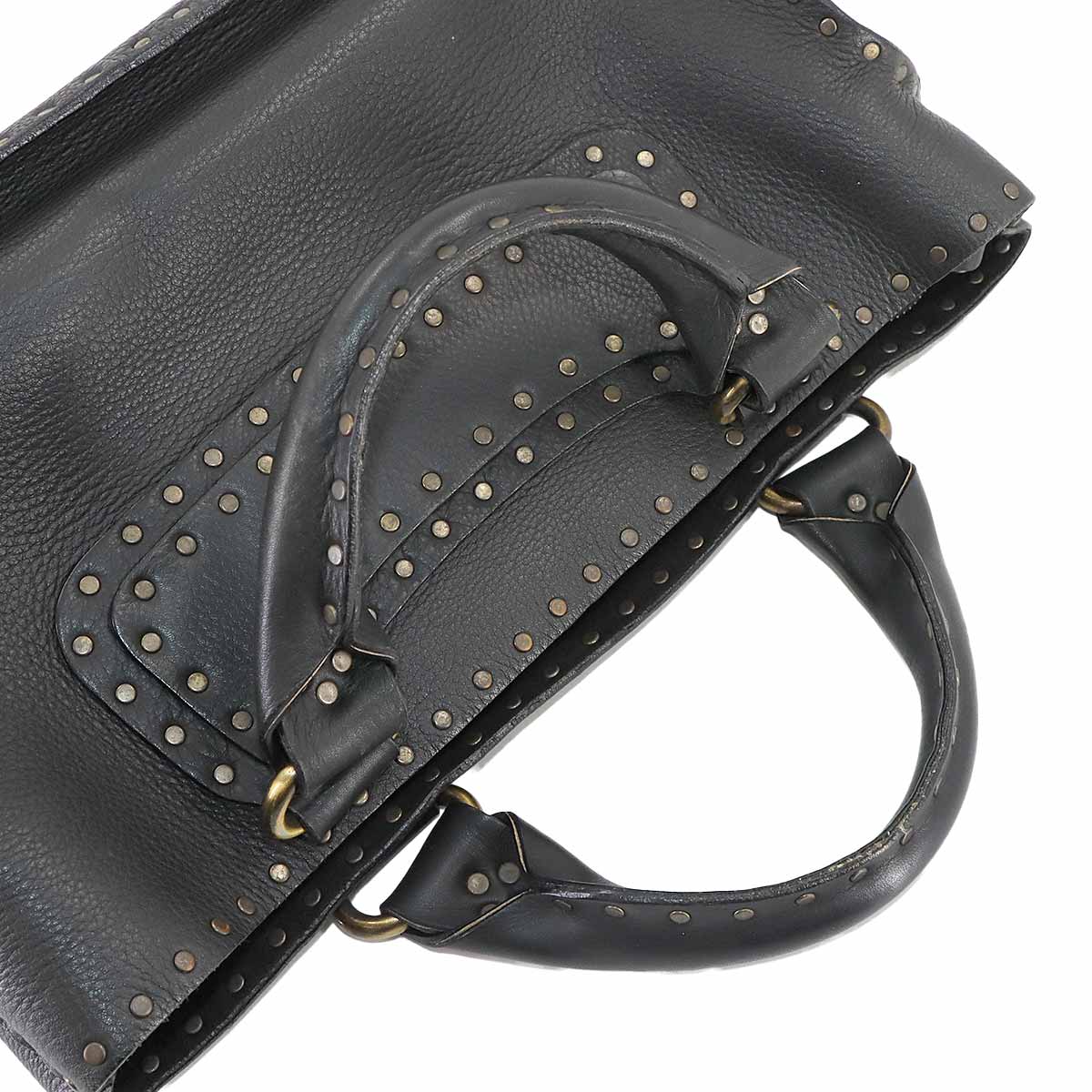 Boogie Hand Bag Leather Black Studs Purse