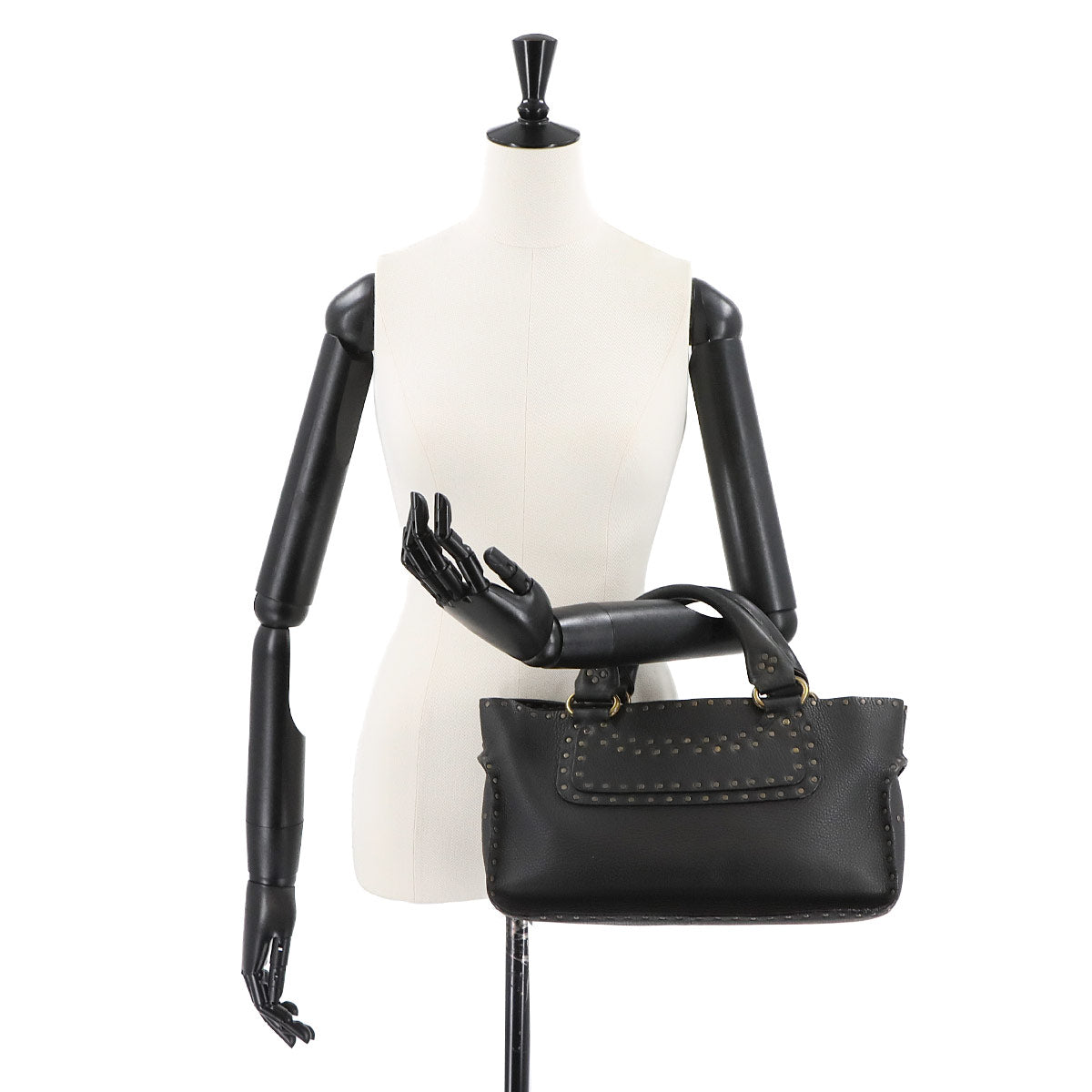 Boogie Hand Bag Leather Black Studs Purse