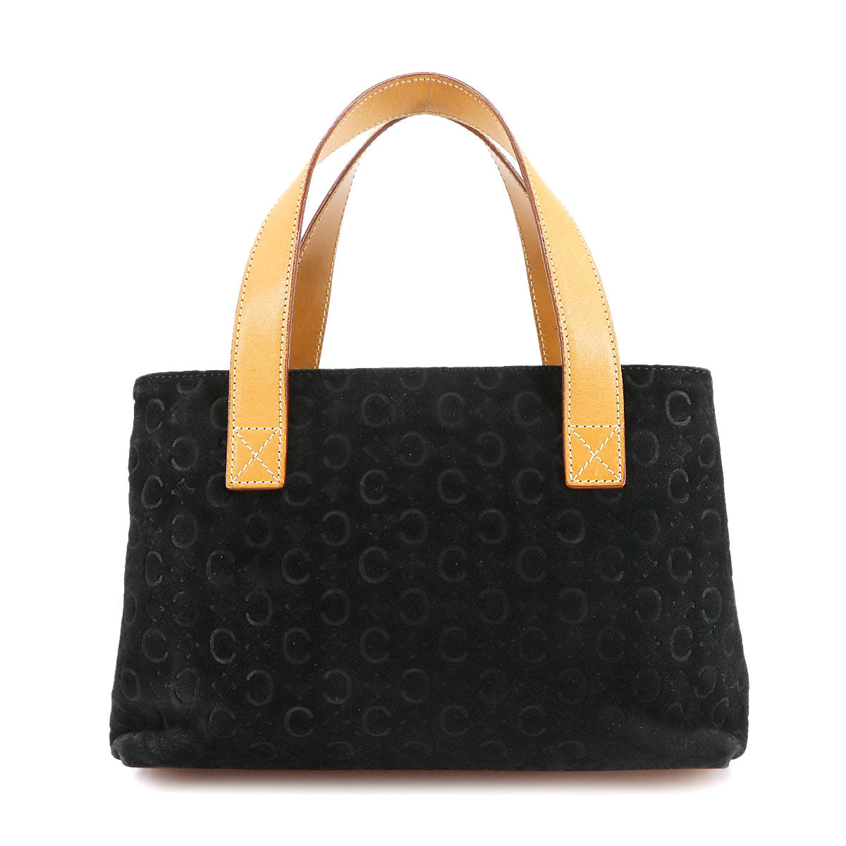 Macadam C Logos Hand Bag Suede Leather Black Brown Logos Purse