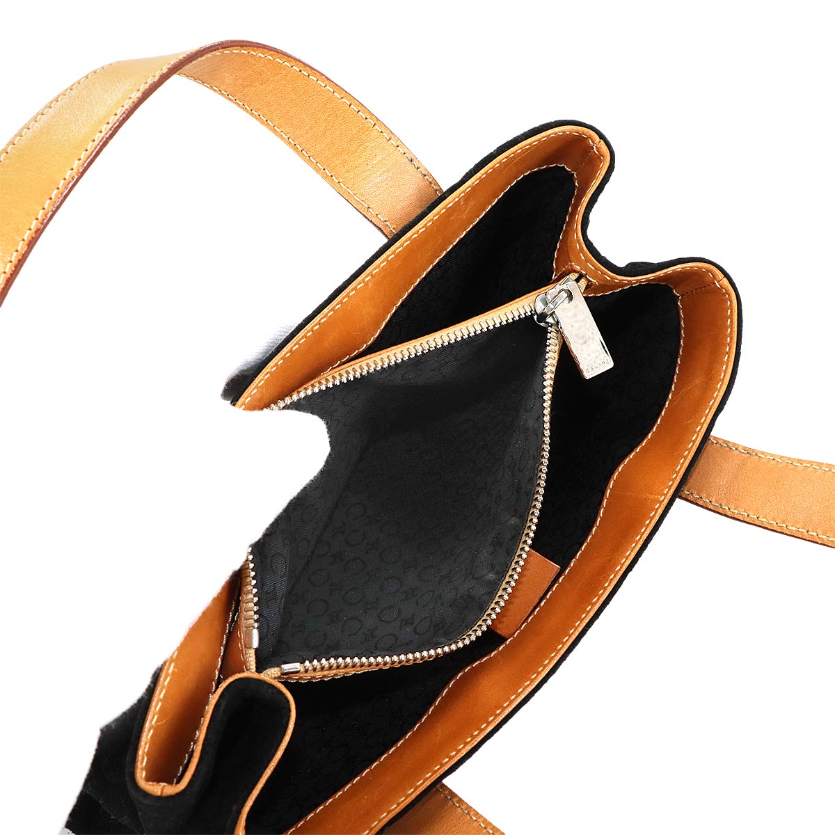 Macadam C Logos Hand Bag Suede Leather Black Brown Logos Purse