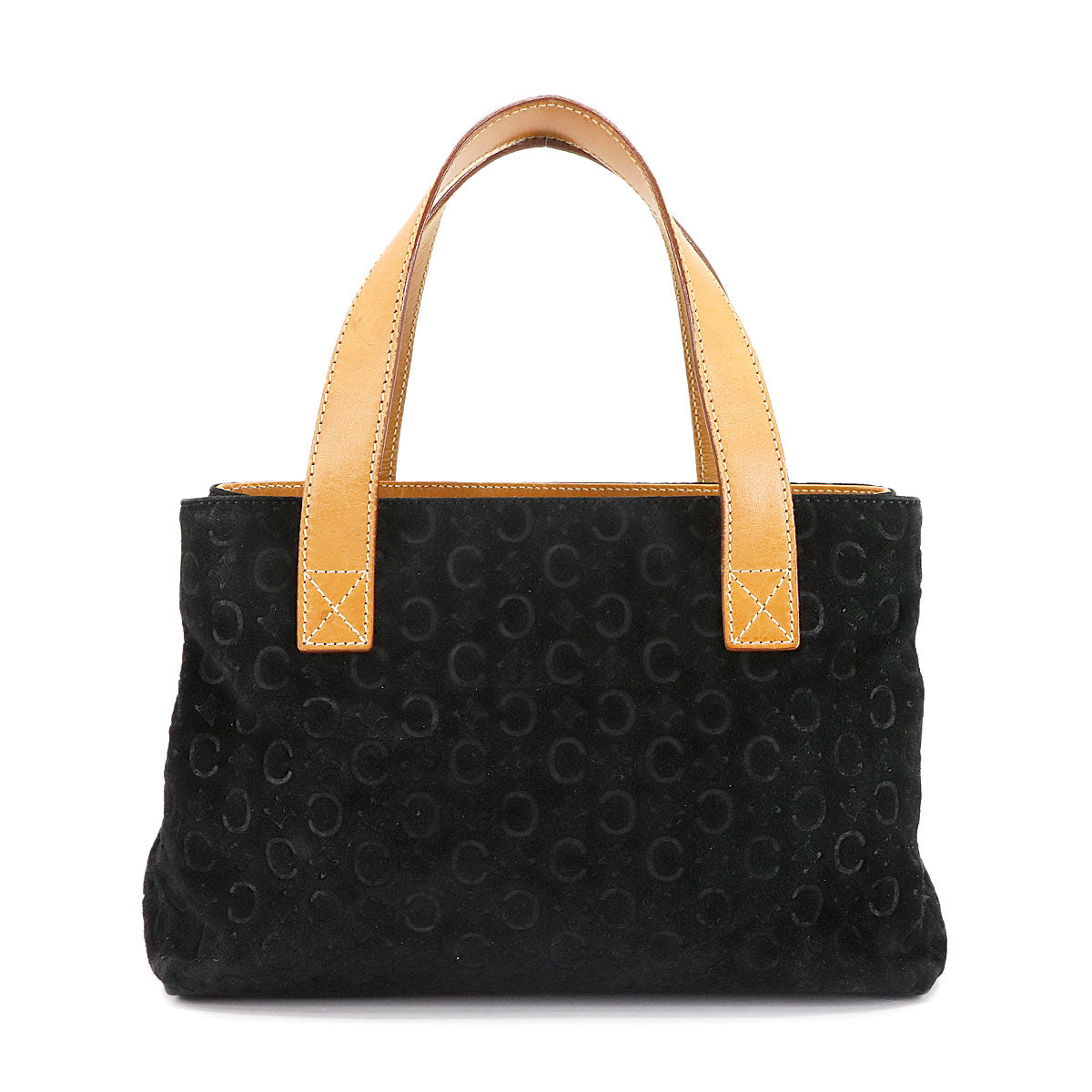 Macadam C Logos Hand Bag Suede Leather Black Brown Logos Purse