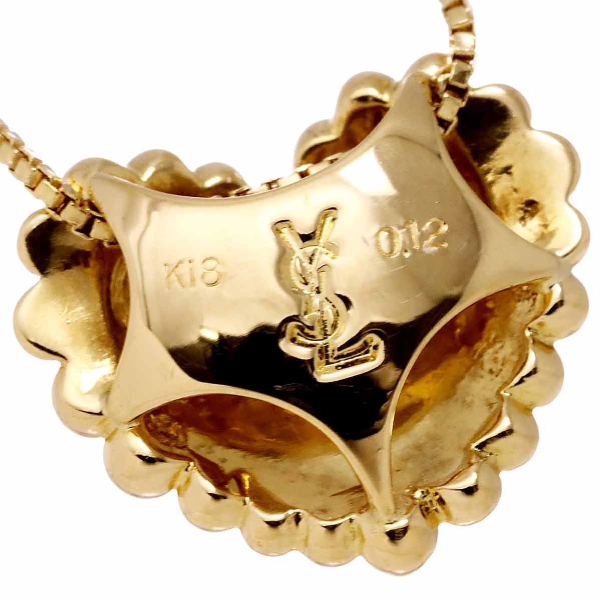 Diamond 0.12ct Heart Necklace 18K K18 YG 750