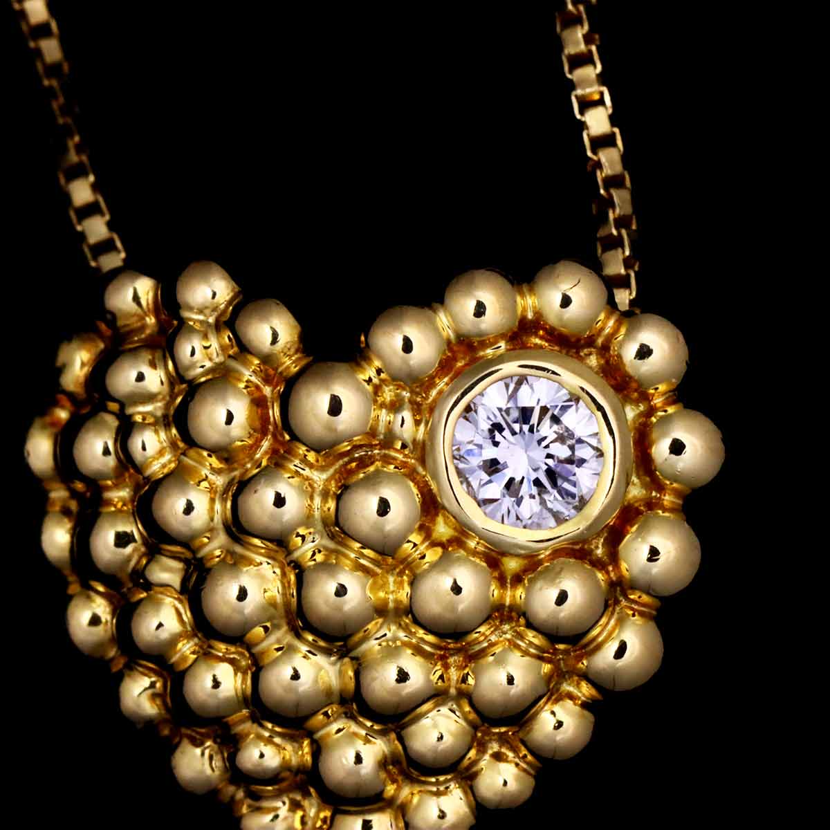 Diamond 0.12ct Heart Necklace 18K K18 YG 750