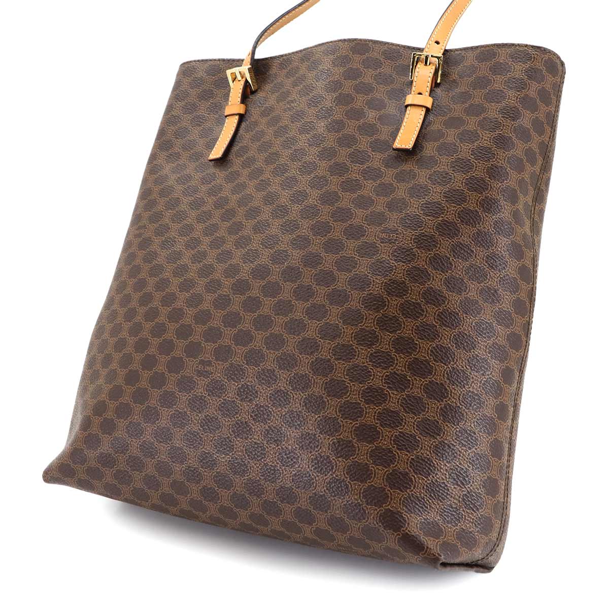 Macadam Hand Bag PVC Leather Brown Vintage Purse