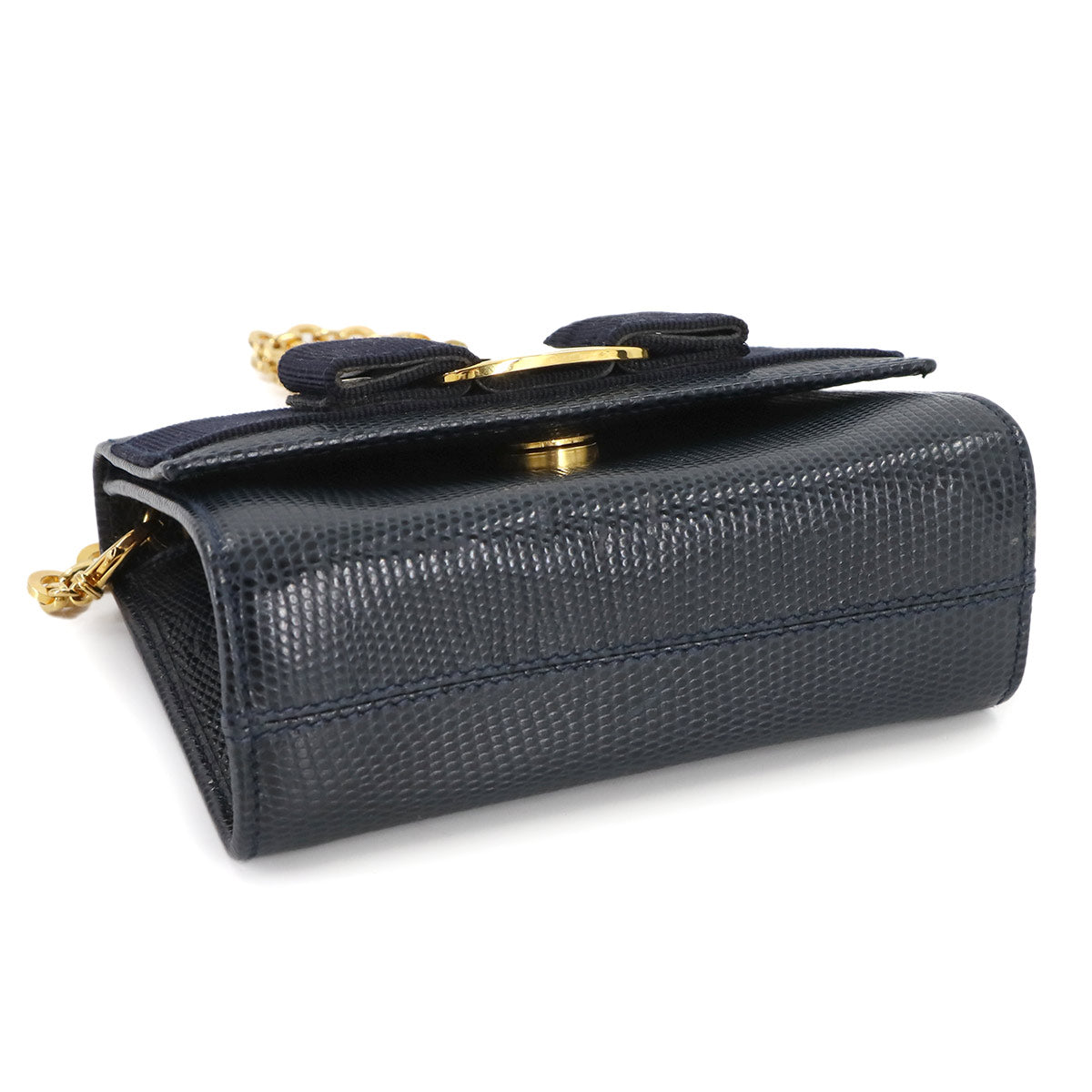 Vara Chain Shoulder Bag Leather Navy AQ213202