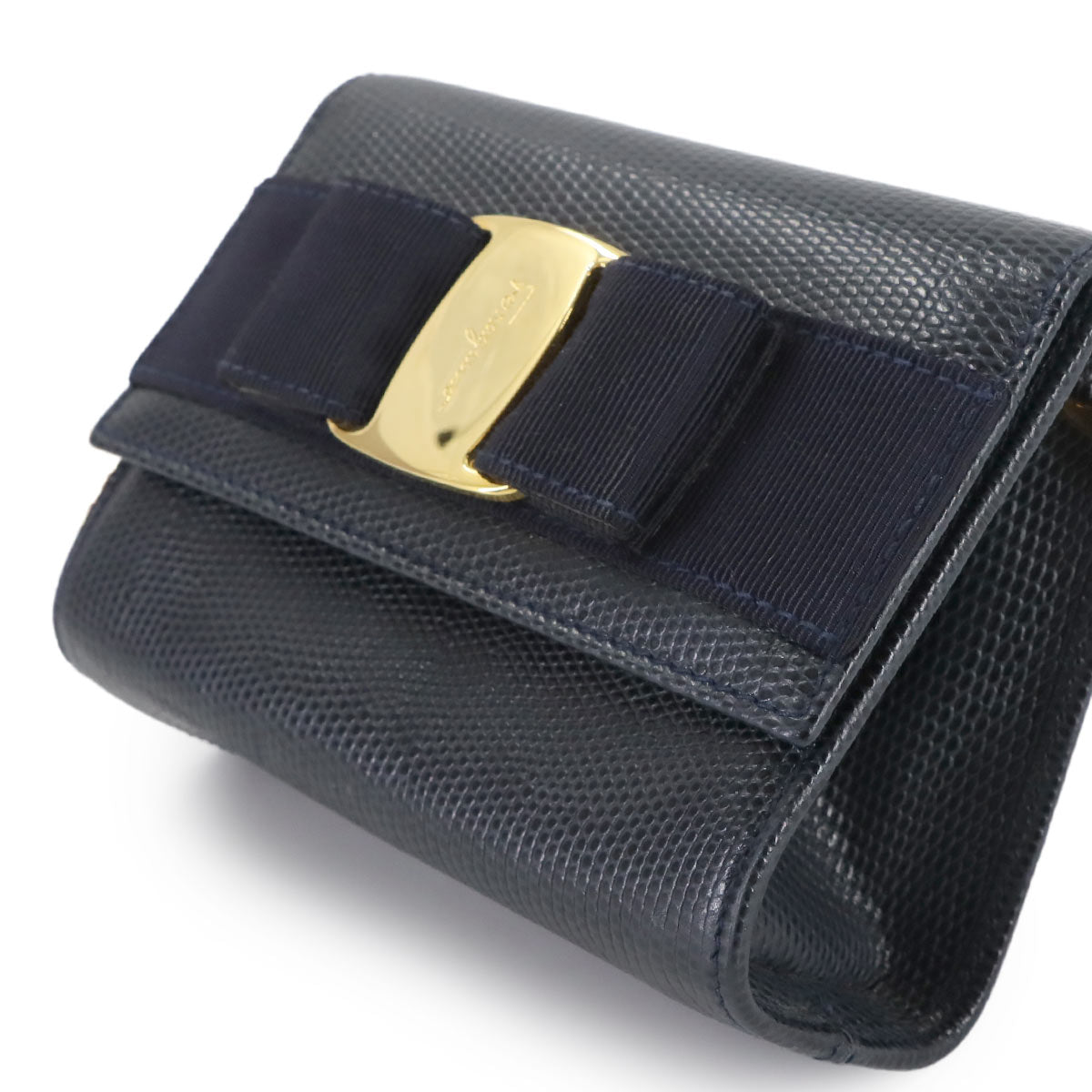 Vara Chain Shoulder Bag Leather Navy AQ213202