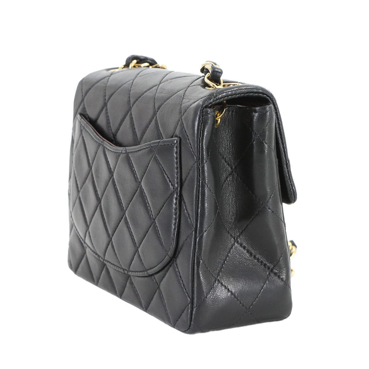 Mini Matelasse Chain Shoulder Bag Leather Black A01115 Purse