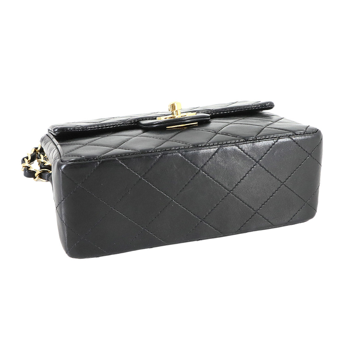 Mini Matelasse Chain Shoulder Bag Leather Black A01115 Purse