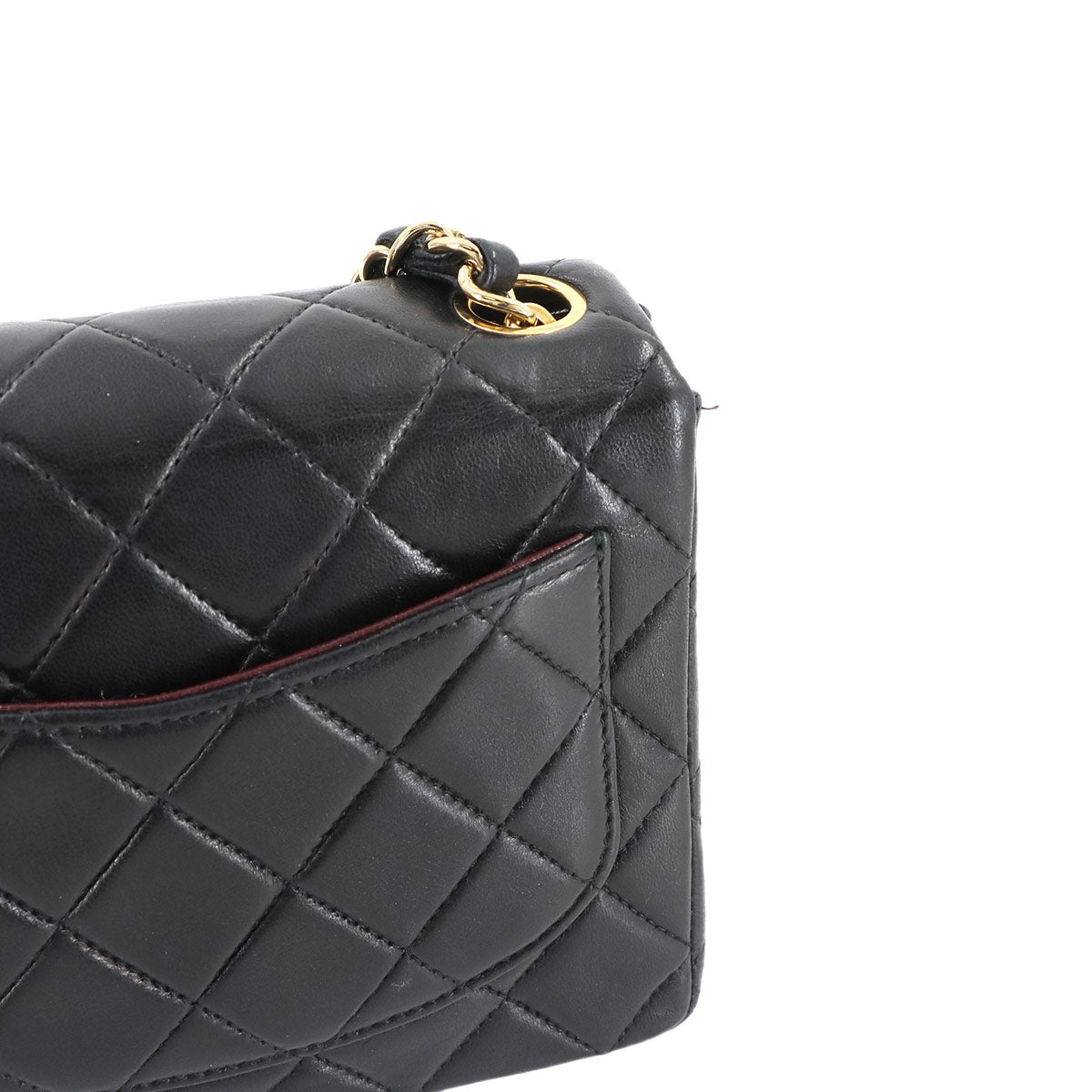 Mini Matelasse Chain Shoulder Bag Leather Black A01115 Purse