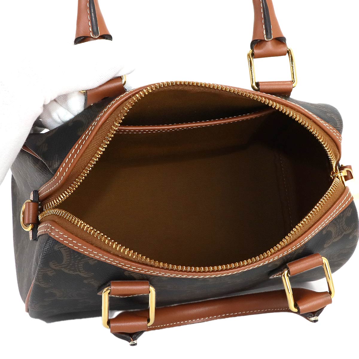 Triomphe Small Boston Bag Hand Shoulder PVC Leather 113772