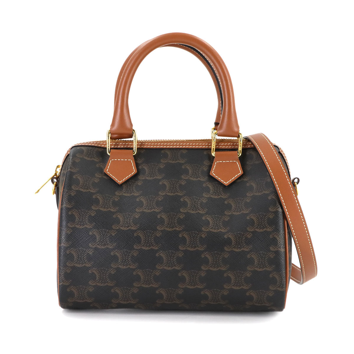 Triomphe Small Boston Bag Hand Shoulder PVC Leather 113772