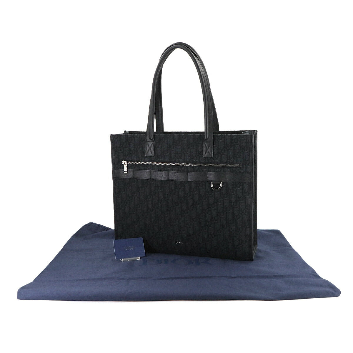 Oblique Safari Tote Bag Canvas Leather Black